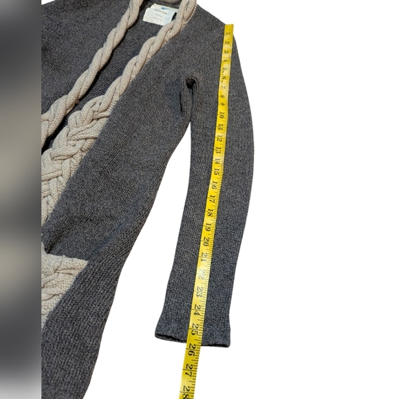 Anthropologie Sparrow Wool Braided Sweater Grey Tan XS Lagenlook - Picture 5 of 8